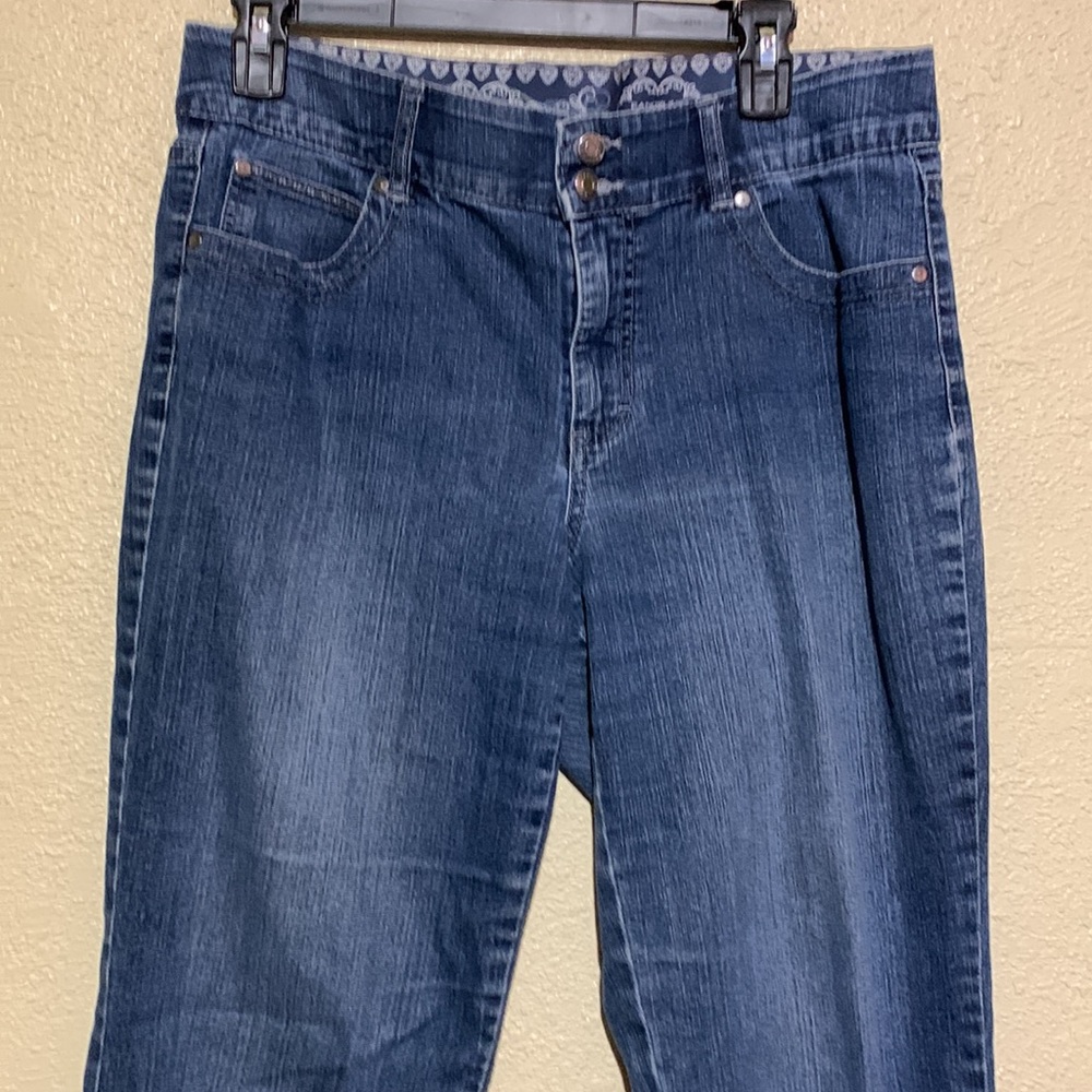 Bandolino Jeans Capris/Ankle Pants 10 Blue Straight Cotton Blend Flap Pockets - Picture 4 of 16